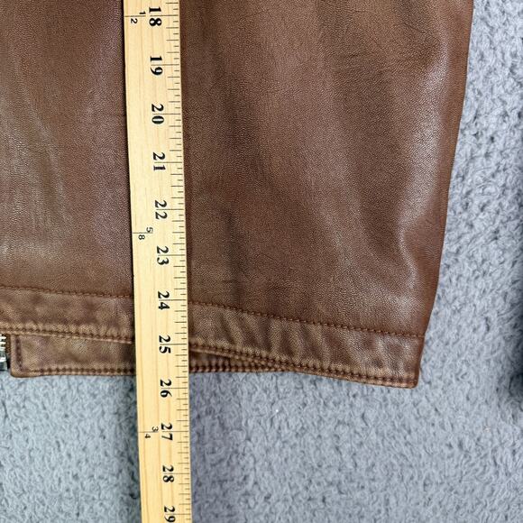Abercrombie & Fitch Vegan Leather Zip Jacket Mens M Brown Cropped Quilted Lined - Picture 9 of 9